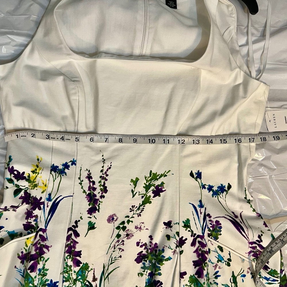 NWT Lauren Ralph Lauren Women’s Floral Fit & Flare Dress White Multi Size 14 - Picture 12 of 15
